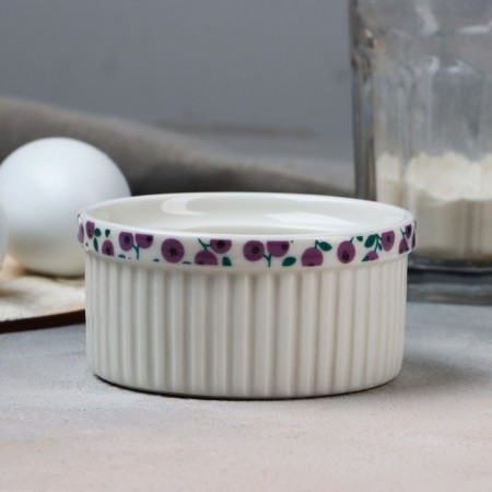 Ramekin ceramic "Blueberries", 9.5 x 4.5 cm, 200 ml, white color-3