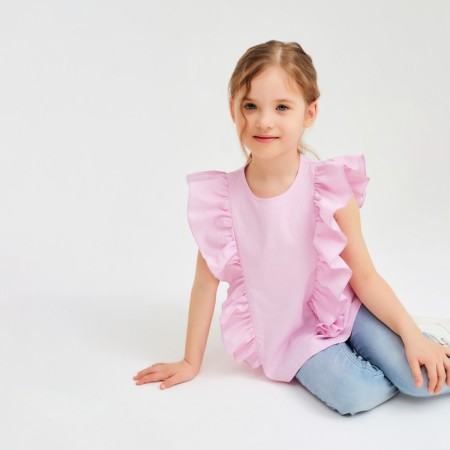 Blouse for Minaku girl: Cotton Collection color light lilac, height 98-3