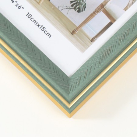 Photo frame plastic in 2 photos 10x15 cm "Golden checks with gold stroke-2