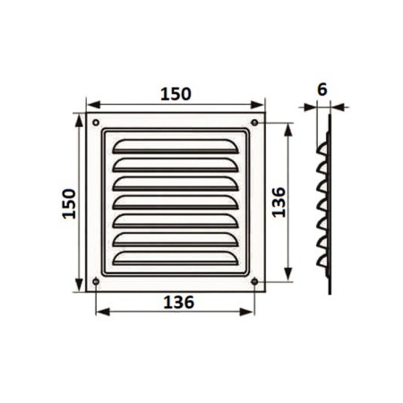 Ventilation grate "Space" RM1515KR, 150 x 150 mm, with a grid, metal, brown-3