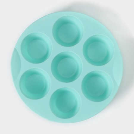 Baking uniform “Circle”, silicone, d = 25.5 cm, 7 cells (6 × 4 cm), color mix-4