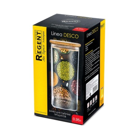 Bank for bulk products Regent Inox Desco, Glass, 0.95 liters-2