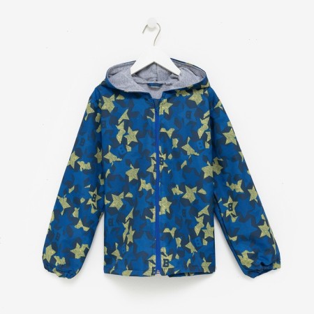 Windblock jacket for a boy, blue color, height 122-128 cm