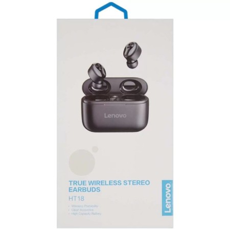 Wireless headphones Lenovo HT18, TWS, vacuum, microphone, BT 5.0, 40/1000 mAh, black-2