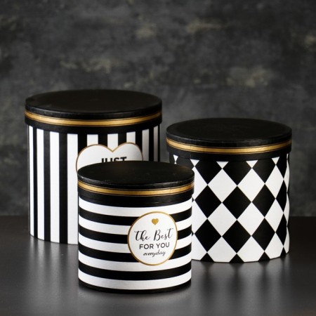 A set of boxes 3 in 1, black, 19.5 x 19.5 x 19 - 15.5 x 15.5 x 15 cm