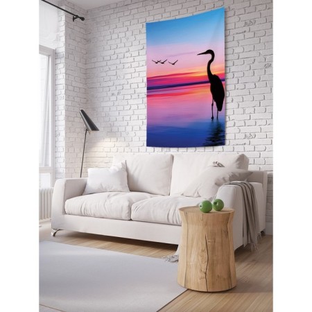 Decorative panel with photo printing "Lone Crane", vertical, size 100x150 cm