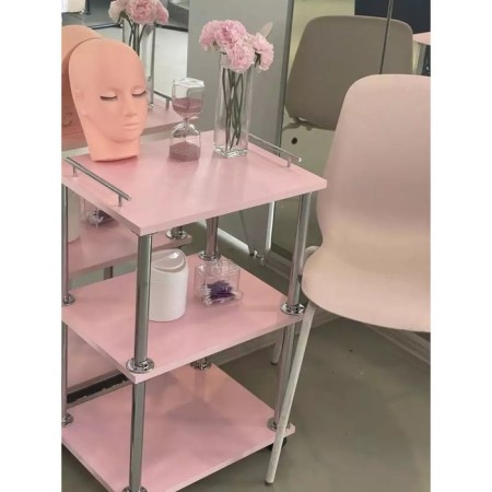 Cosmetological trolley, size 65 × 45 × 35 cm, pink color-4