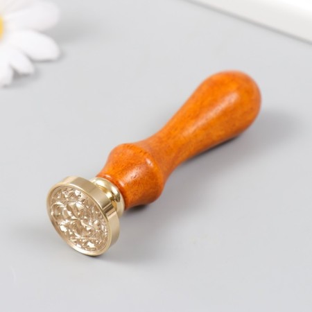Printing for wax with a wooden handle "Month and sun-star" 9x3x3 cm-4