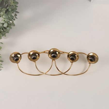 Summary Metal for 5 candles "wave" gold d-2 cm 10.5x37x11 cm-3