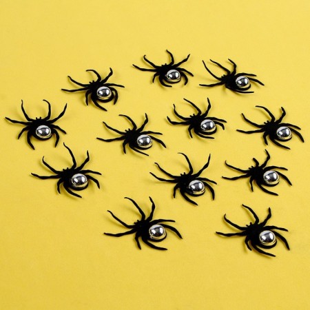Silver spiders, set 12 pieces