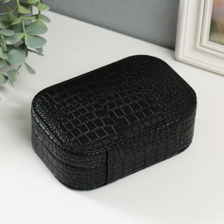 Casket to the leatherette for jewelry "Crocodile leather" black 15x10.5x5 cm-3