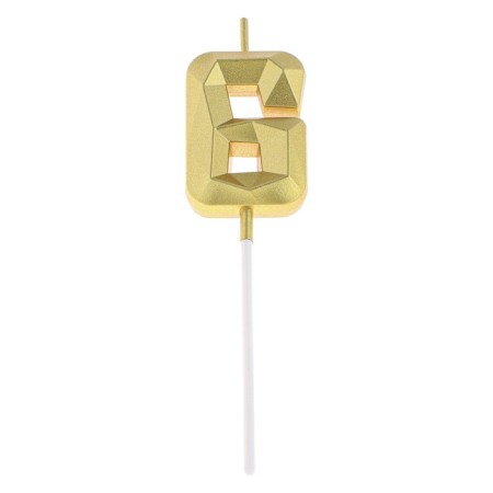 Candle in the cake on the skewer "Almaz", the number "6", gold, 4.5 cm-5