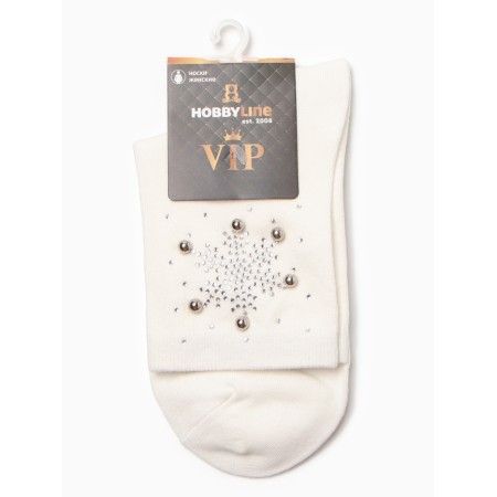 Women's socks "Snowflake from rhinestones" Nzhvip1590, white color, rr 36-40-2