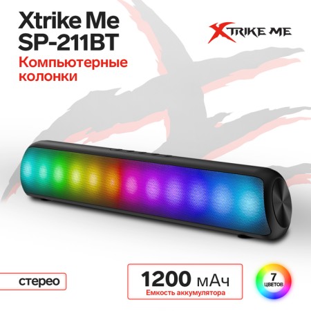 Computer speakers Xtrike Me SP-211BT, 10 W, BT5.0, backlight, 1200 mAh, black
