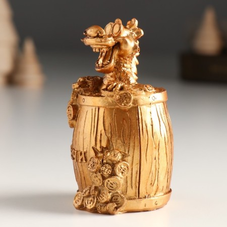 Polystone souvenir "Bronze Dragon in a barrel with coins" MIX 6.1x4.8x9 cm-4