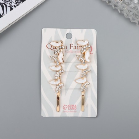 Invisibility for hair "Annabell" (set 2 pcs) butterfly white, 6.5 cm-1