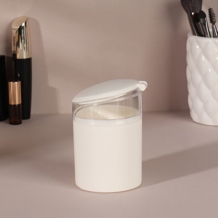 Organizer for cotton sticks, with a lid, with a mirror, d = 6.8 × 9.8 cm, white/transparent-2