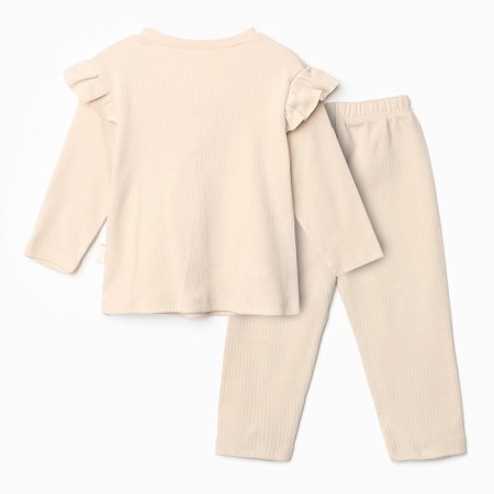Set for girls (longshit/pants), beige color, height 80 cm-5