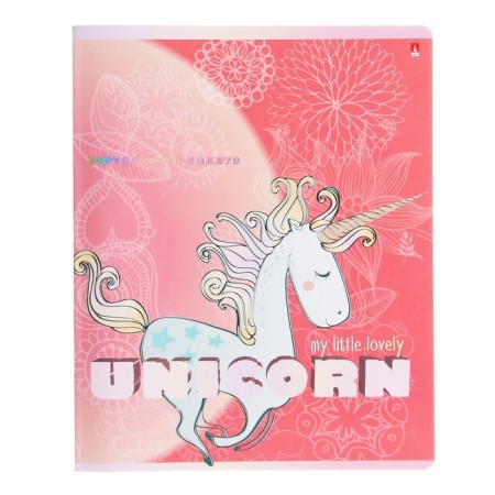 Notebook of 48 sheets in the Unicorn cage, cover coated cardboard, matte lamination Soft Touch, foil, mix-2