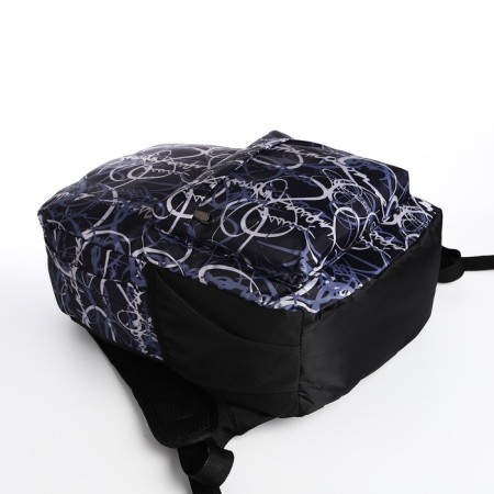 School backpack from textiles on lightning, 3 pockets, black color-4