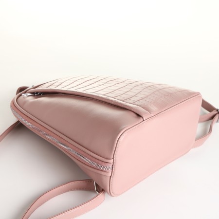 City backpack of artificial leather with lightning, pink color-4