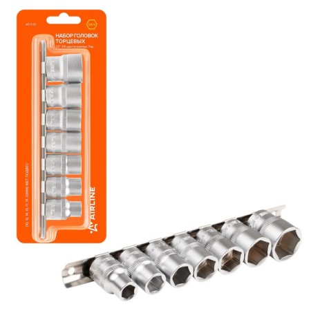 Set of end heads Airline AT-7-31, 1/2 "DR, hexagonal, 7 items, 10-22 mm
