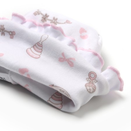 Baby hat, white-pink color, size 36-38 (0-1 months)-1