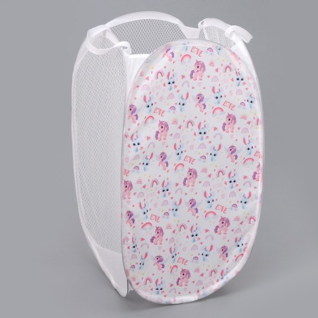 Basket for storing toys "Magic", 57 x 34 x 34 cm, white, pink-5