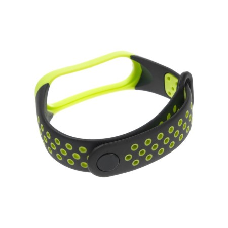 Mi Band 3/4 Luazon fitness bracelet strap, with perforation, black and green-3