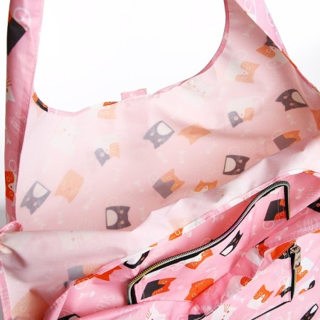 Folding bag on the button, pink color-2