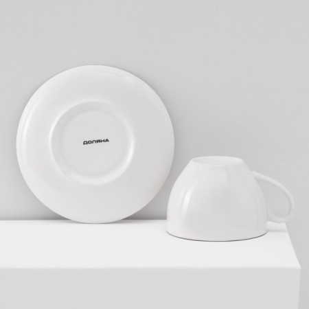 Service Porcelain Tea Daulay "Emelya", 12 objects: 6 cups 280 ml, 6 saucer d = 15 cm, white color-5