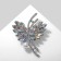 Brooch "Butterfly" with bead, rainbow color in silver