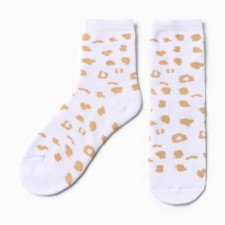 Tainted women's socks, white color/leopard, district 23-24