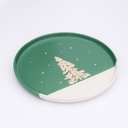 New Year's ceramic “Winter Forest” plate, 21.7 cm-1