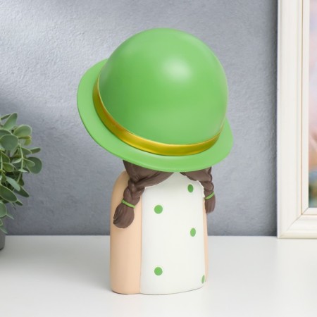 Souvenir Polystone "Baby in a green hat, with a gold bubble" Green peas 26x15x18 cm-1
