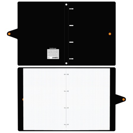 Notebook on A4 rings, 80 sheets in a cage, Erichkrause Accent, with a plastic cover on a button, an offset block, mix-1