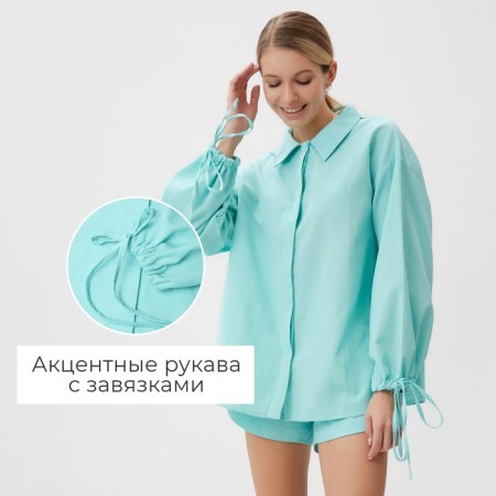 Female set (blouse, shorts) minku: casual collection mint color, river 48-13