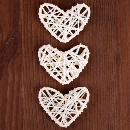 Decor for creativity from the vine "Heart" set of 3 pcs., Size 1 pc. - 6.5 × 6 cm, natural color