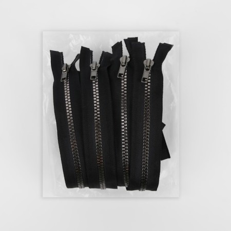 Lightning "Tractor", No. 5, detachable, decorative link "Square", castle machine, 80 cm, Black/Black Nickel color-2