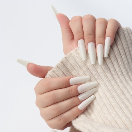 Patching nails, 100 pcs, ballerina shape, in a container, milk color-8