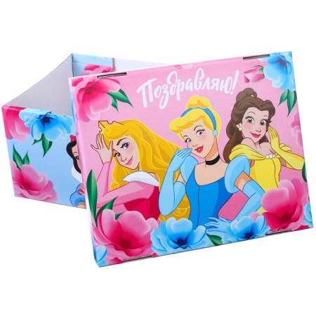 Gift box with a lid, folding "Congratulations" 31x25.5x16 cm, princesses-1