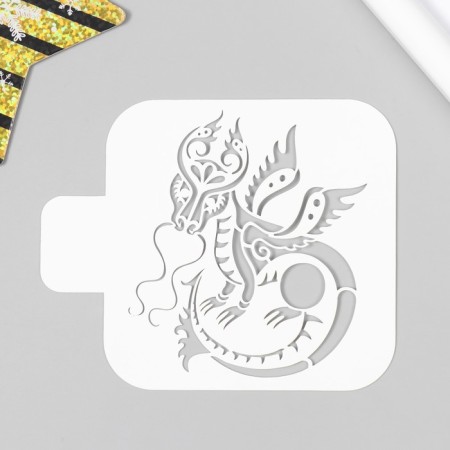 Plastic stencil "Dragon" 9x9 cm