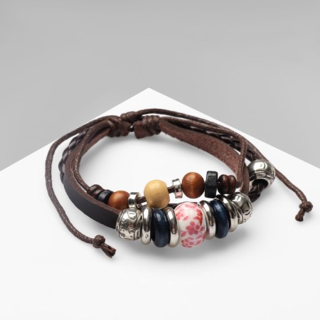 Bracelet Skin "hippie" bead, brown color, d = 6 cm