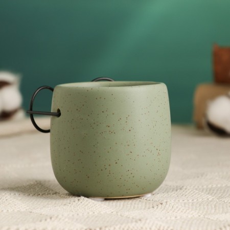 Pot "The pot that survived" 7x7x7cm, dark green-3