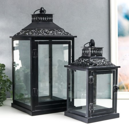 Summary metal, glass "Etna" black set 2 pcs 19x19x39 cm, 14x14x27 cm-1