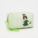 Cosmetic bag with a handle, a green color