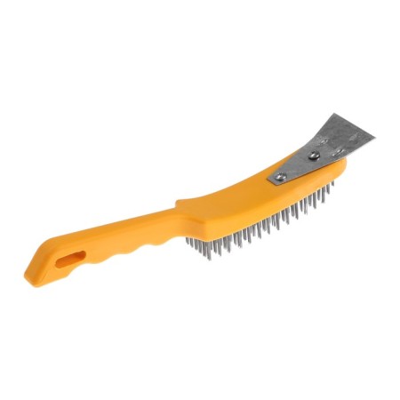 Metallic manual tundra brush, with a spatula, plastic handle, 6-row-7