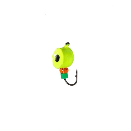 Mormyshka tablet lime, black eyes + beads, weight 0.9 g-1