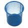 A glass for writing accessories is a round, metal mesh, blue