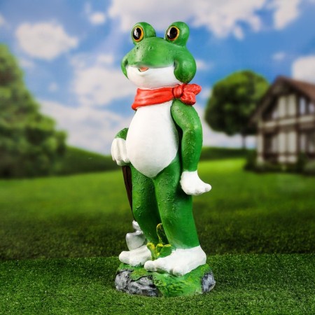 Garden figure "Frog in a scarf with a shovel" 48cm-1